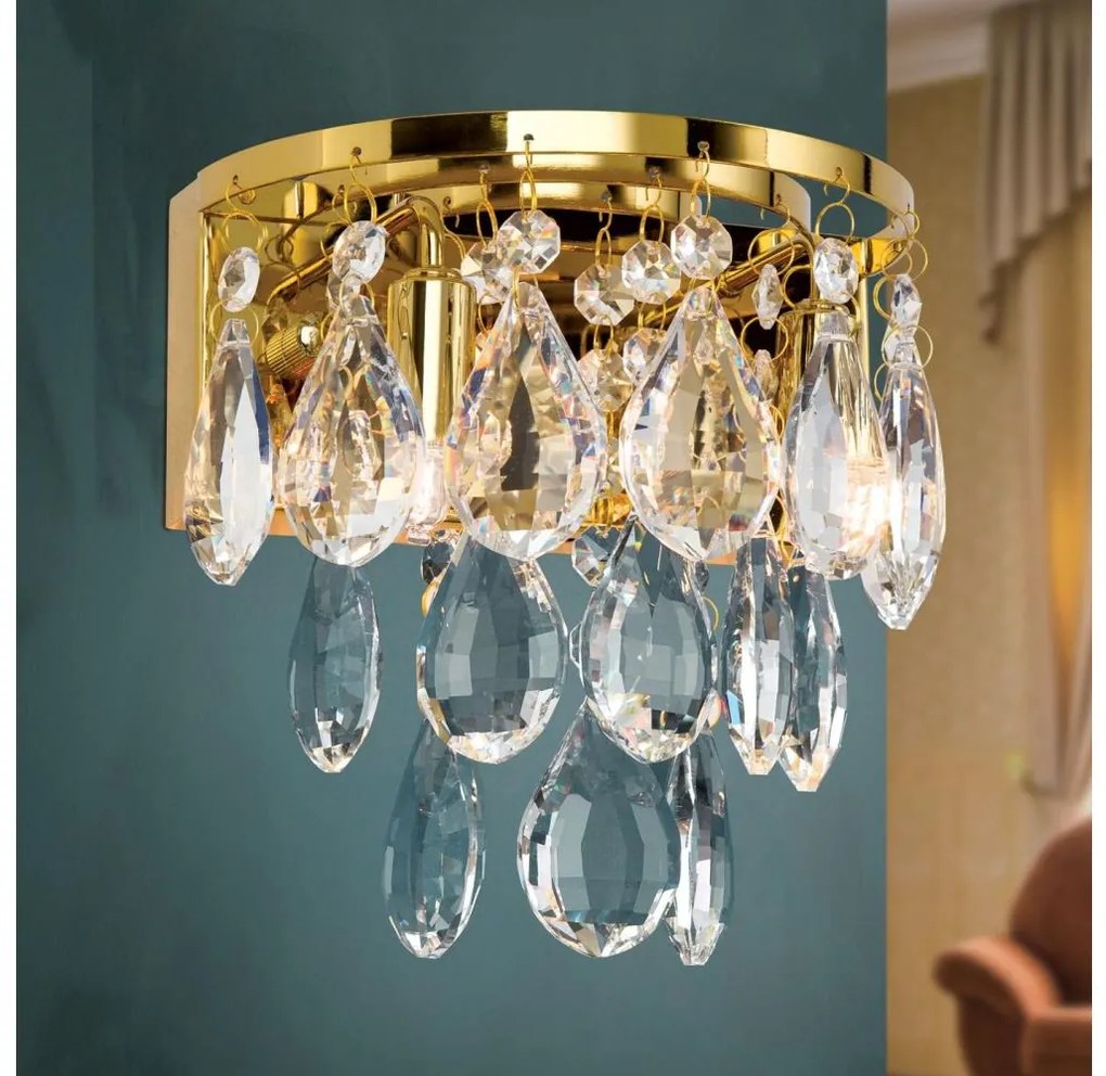 Orion WA 2-1369/2 - Fali kristály lámpa CELESTE 2xG9/40W/230V arany