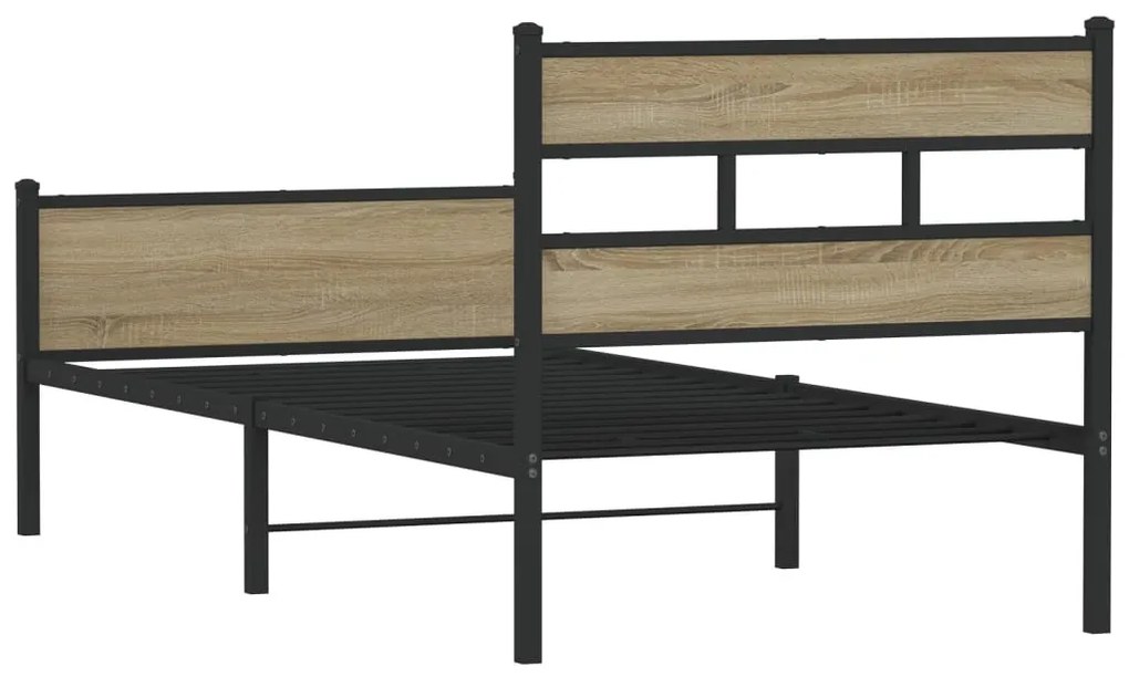 vidaXL sonoma tölgy színű szerelt fa ágykeret matrac nélkül 107x200 cm