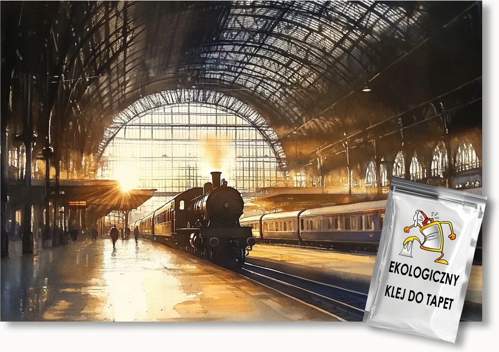 Fotótapéta Flizelina Állomás Vasút Vonat Reggel Nap 400x280 ragasztó