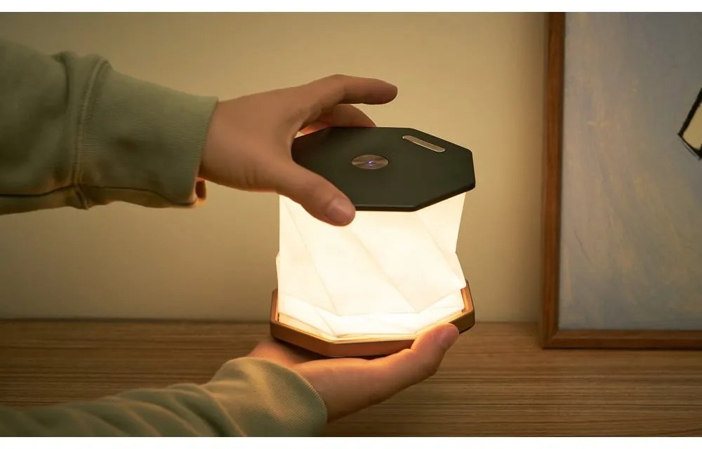 Fekete LED asztali lámpa (magasság 18 cm) Twist Hexagon – Gingko