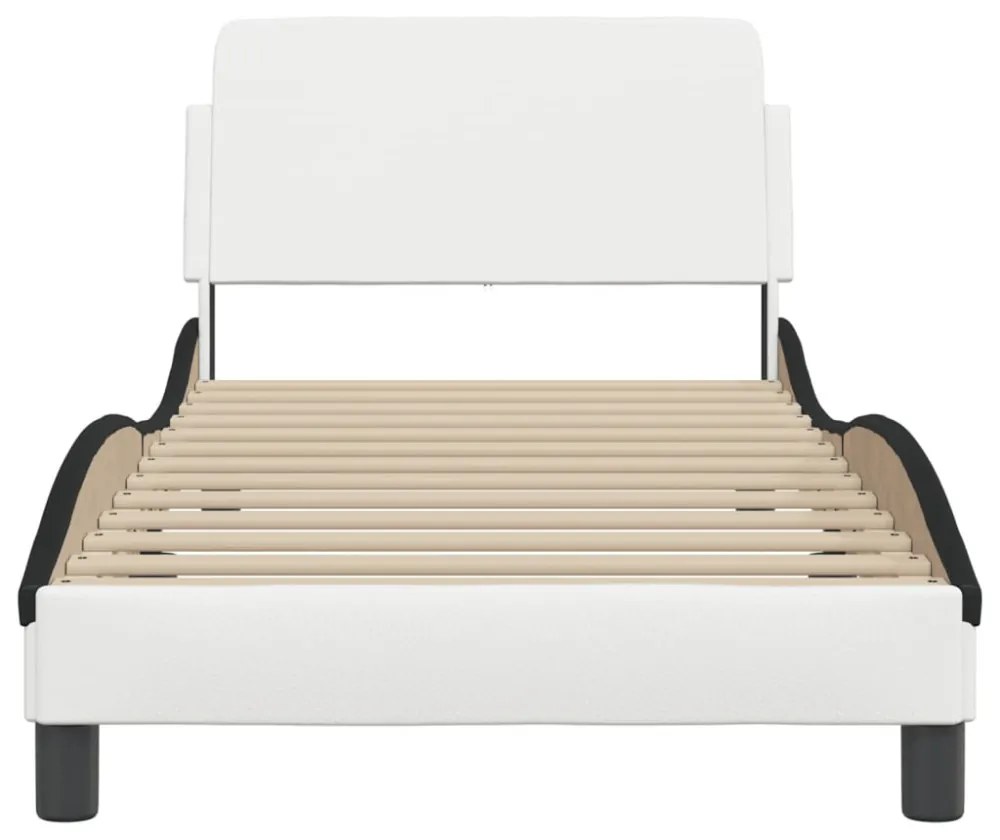 fehér és fekete műbőr ágykeret Dover 90 x 200 cm