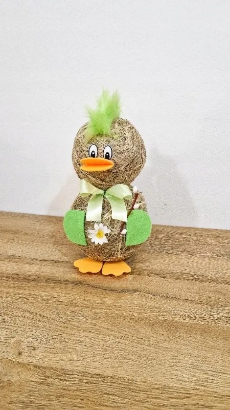 Húsvéti figura Kacsa Zöld Széna Dekoráció Húsvétra Nagy