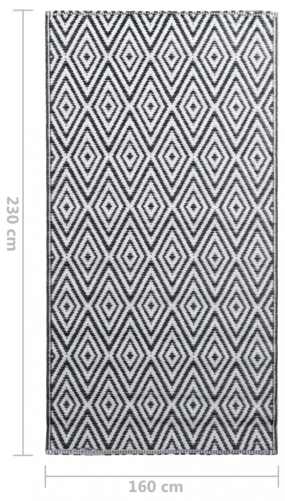 fekete-fehér ARAKIL PP kültéri szőnyeg 160 x 230 cm