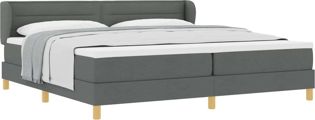 vidaXL Boxrugós ágy matracmal Sötétszürke 200 x 200 cm szövet
