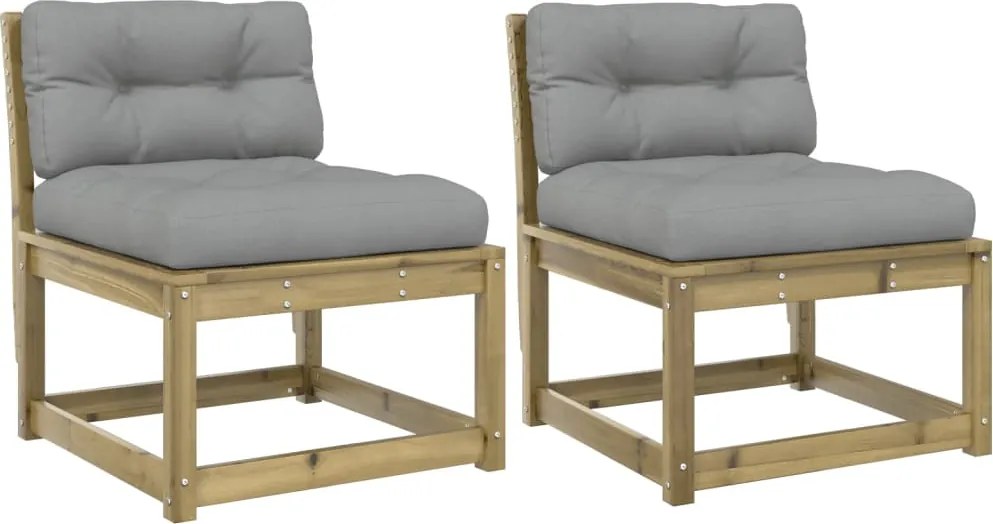 vidaXL 2 db impregnált fenyőfa kerti kanapé párnával