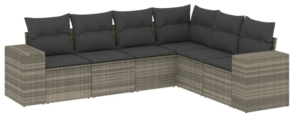 vidaXL 6 részes világosszürke polyrattan kerti ülőgarnitúra párnákkal