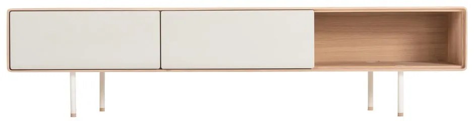 Fehér-natúr színű tölgyfa TV-állvány 200x48 cm Fina – Gazzda