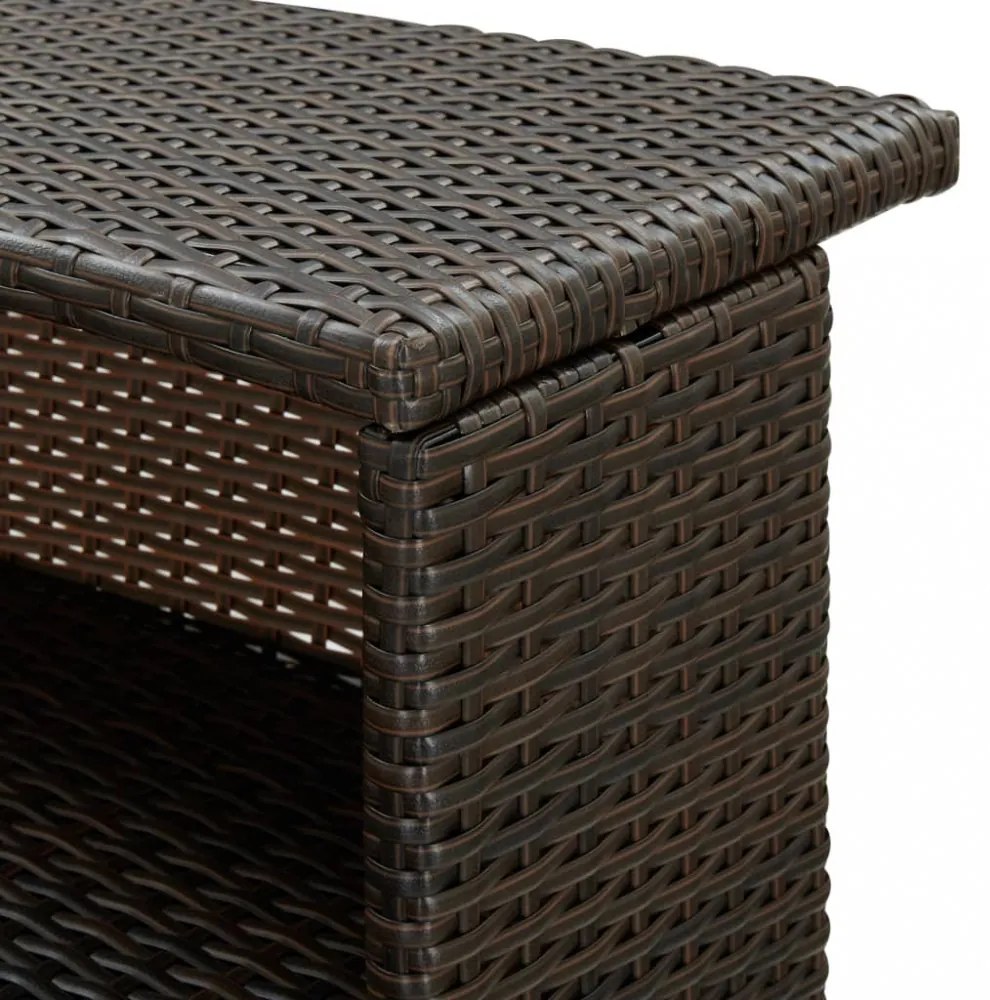 barna polyrattan kerti bárasztal 120 x 55 x 110 cm