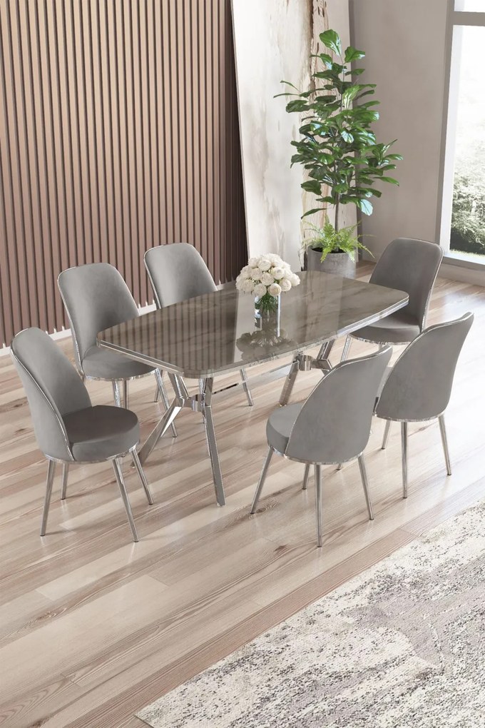 Lena étkezőgarnitúra, antracit-króm, 160 cm – TR240CHR2889