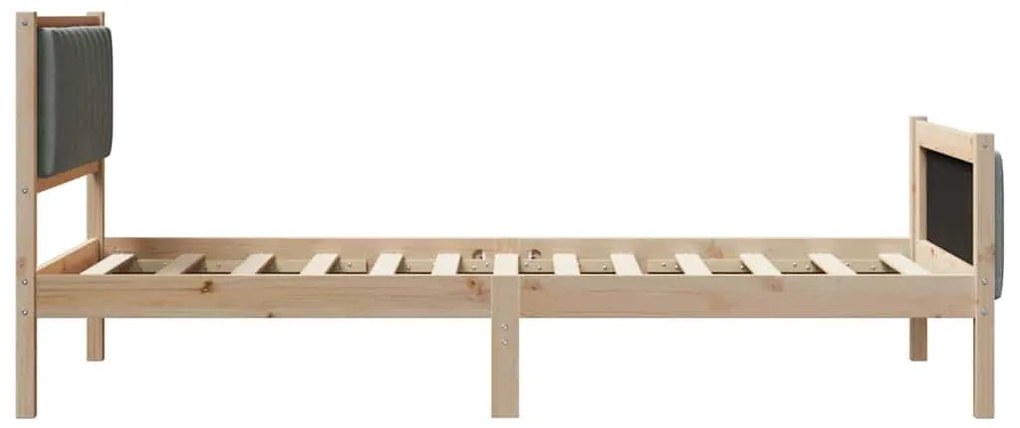 Ágykeret barna és sötétszürke 100 x 200 cm Tömör fenyőfa