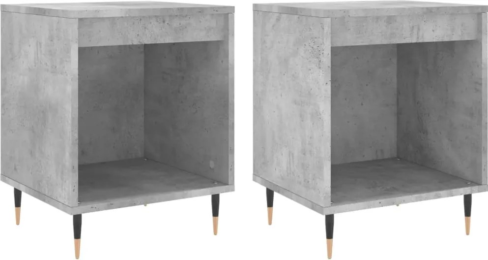 vidaXL 2 db betonszürke szerelt fa éjjeliszekrény 40 x 35 x 50 cm