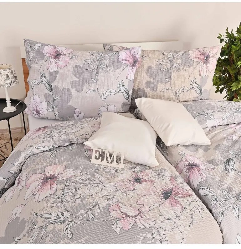 EMI Isadora rózsaszínű krepp ágyneműhuzat, A standard egyszemélyes ágy szett tartalma: 1x 140x200 + 1x 70x90