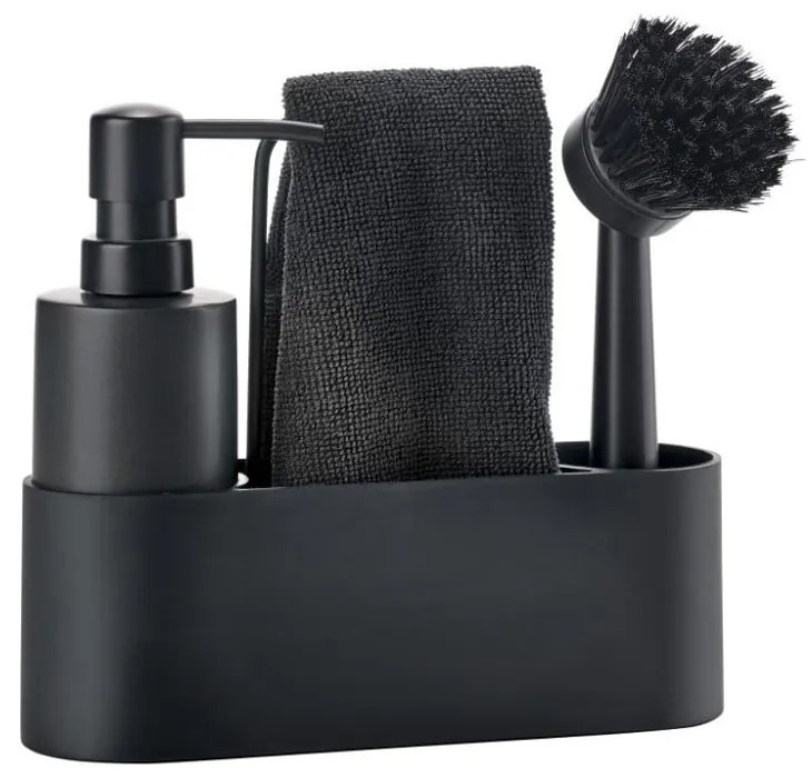 Fekete műanyag-szilikon mosogatóeszköz tartó Singles – Zone