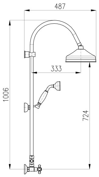 RAV Slezák MK181.5/3SM - MORAVA RETRO zuhanyszett keverőcsapteleppel, antik sárgaréz