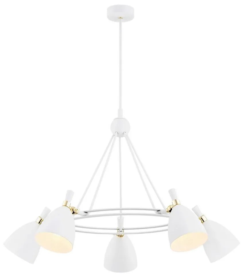 Argon 2117 - Csillár rúdon CHARLOTTE 5xE27/15W/230V fehér/arany