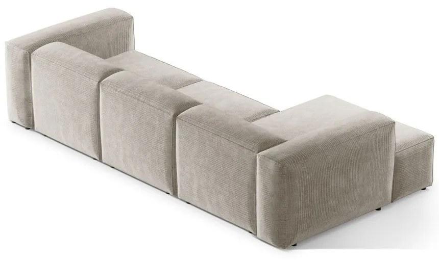 Bézs kordbársony sarokkanapé (bal oldali-heverő résszel) Bergano – Cosmopolitan Design