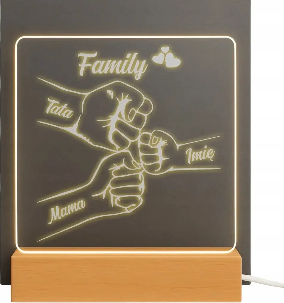 Family Led Lámpa Világító Szobor Ajándék Anyának Apukának Karácsony 1 gyerek