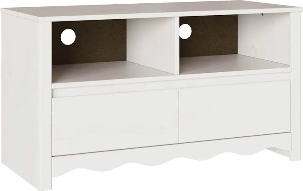 vidaXL TV Szekrény fiókkal Drammen Fehér 99 x 43 x 55 cm Tömör fenyőfa