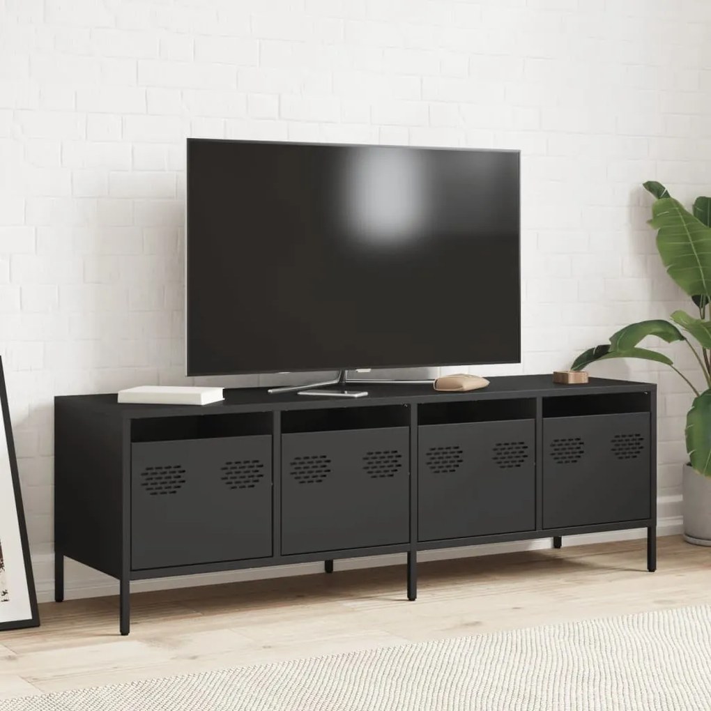 fekete hidegen hengerelt acél TV-szekrény 135 x 39 x 43,5 cm
