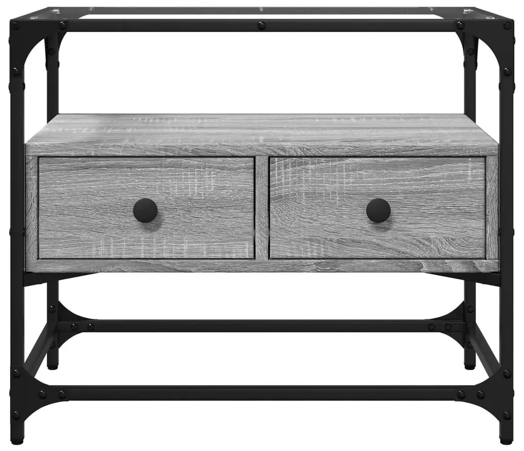 szürke sonoma szerelt fa TV-szekrény üveglappal 60 x 35 x 51 cm