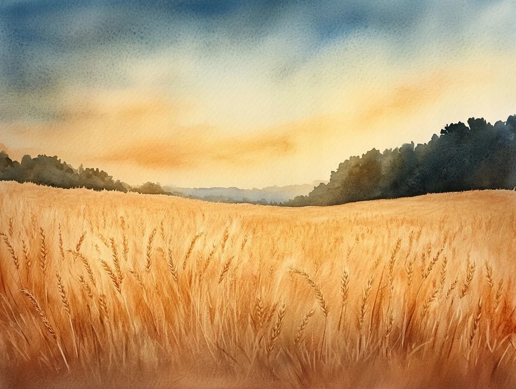 Vászonkép Canvas Tájkép Falu Mező Gabona Kalászok Aratás 100x75