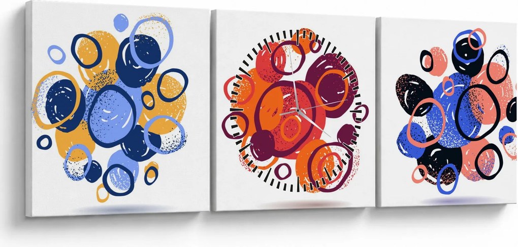 Színes körök képe (órával) (90x30 cm)
