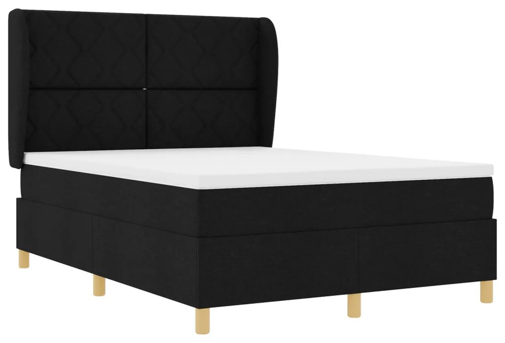 Boxspring Ágy Matrac Készlettel Fekete 140x200 cm Szövet