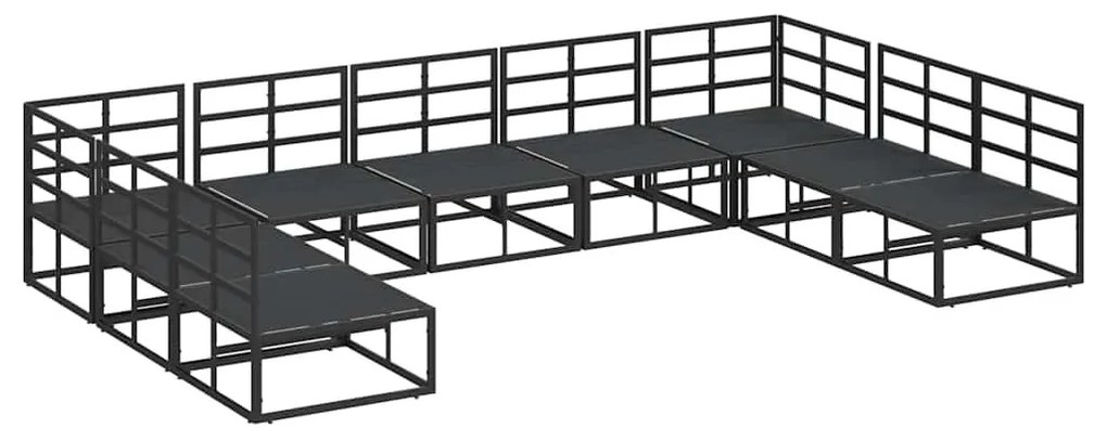 Kerti Kanapé Szett párnával 9 pcs Fekete Alumínium