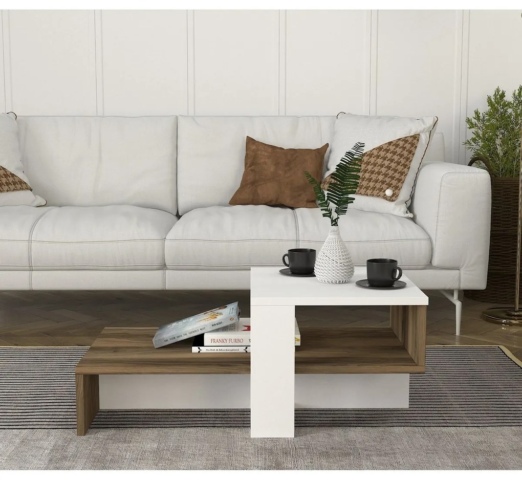 Chain White and Walnut dohányzóasztal