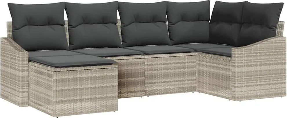 vidaXL Kanapé Szett párnával 6 pcs Világosszürke polirattan