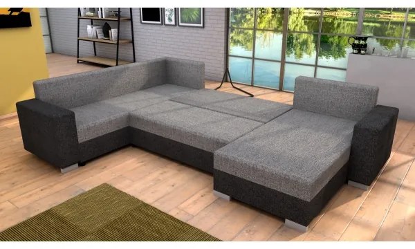 Kárpitozott, univerzális, kihúzható U-alakú ülőgarnitúra YORK – szürke/bézs/barna