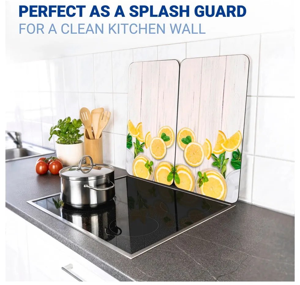 Edzett üveg tűzhely fedőlap szett 2 db-os 52x30 cm Lemons – Wenko