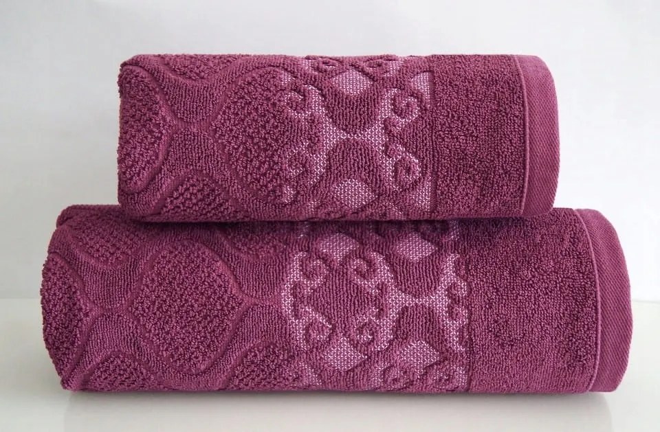 Lugana elegáns jacquard törölköző 70x130 bogyós sorbet