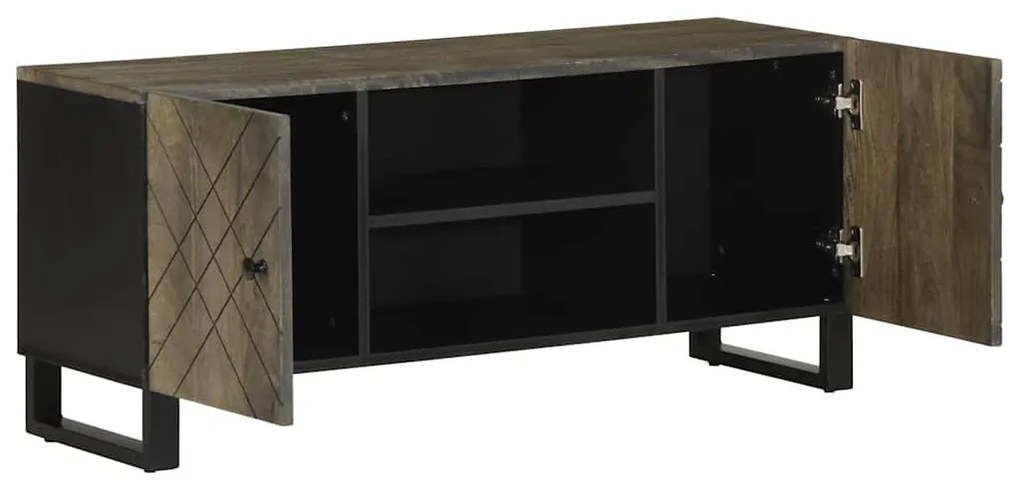 fekete tömör mangófa TV-szekrény 105 x 33 x 46 cm