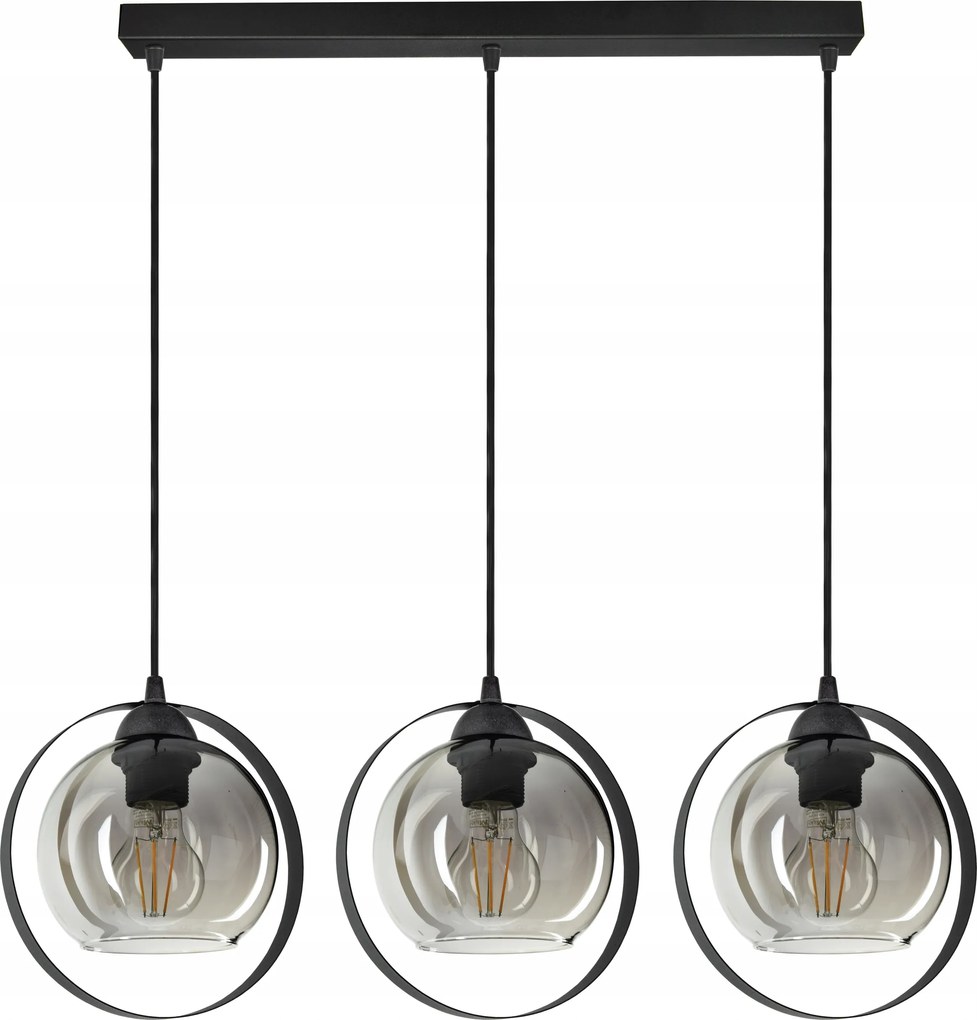 Függő lámpa Csillár Fekete Grafit Üveggömbök