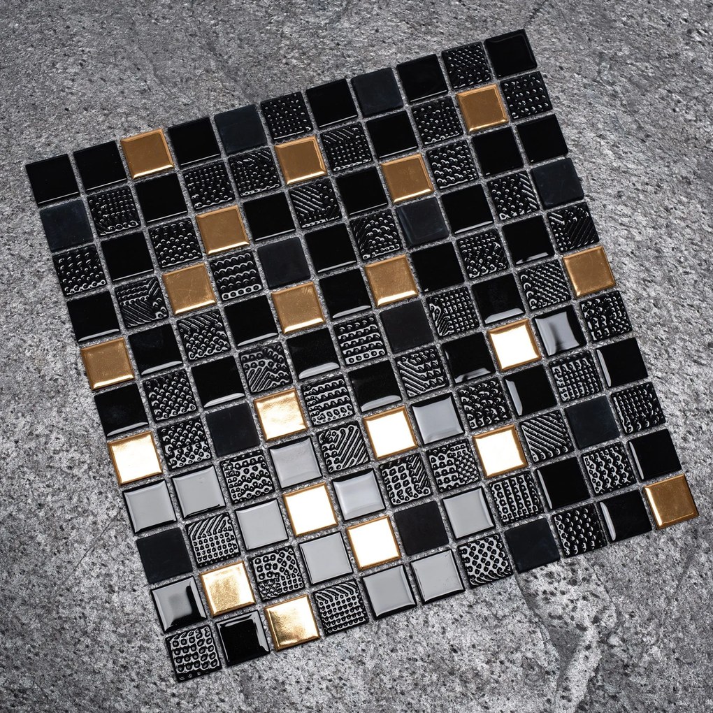 Mozaik dekorcsempe  322155 Black Gold