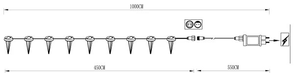 Eglo 98184 - LED Kültéri dekoratív lánc SPINETOLI 9xLED 10m IP65 meleg fehér