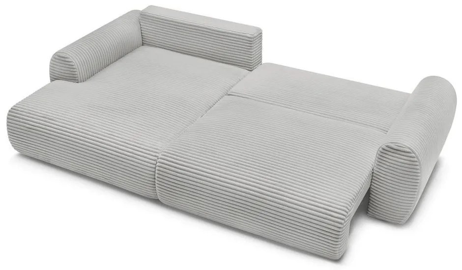 Világosszürke kordbársony kinyitható sarokkanapé (bal oldali) Lucien – Bobochic Paris