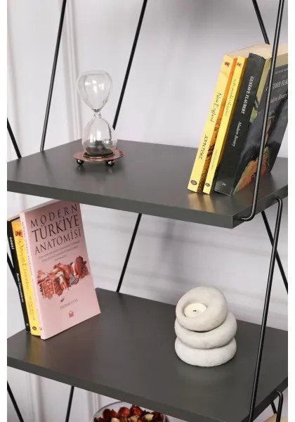 Könyvespolc BALABAN 165x48 cm antracit/fekete