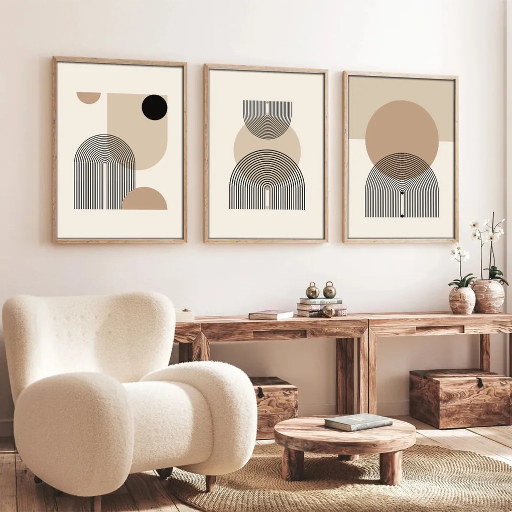 Huhu263 keretezett MDF falikép, 50 x 70 cm, 3 db-os szett