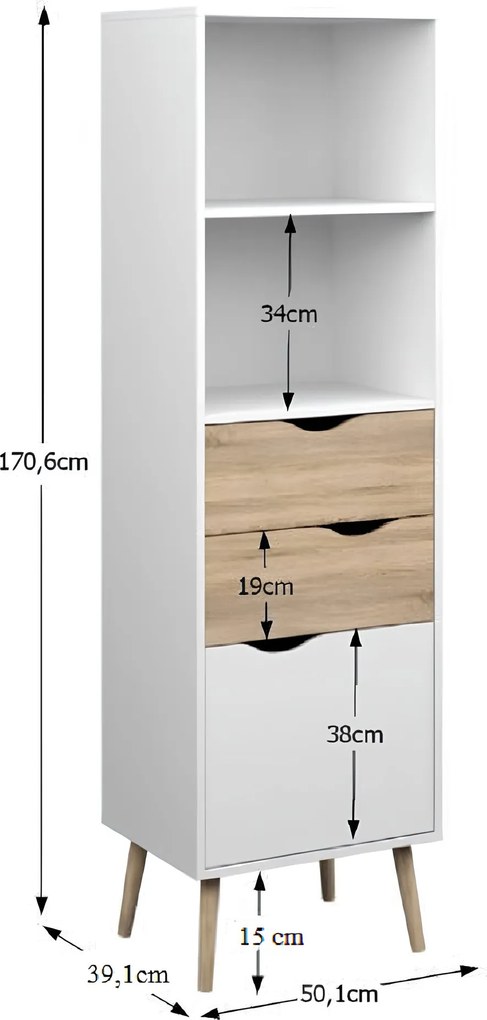 vitrines szekrény, tölgy sonoma/fehér, OSLO 75382