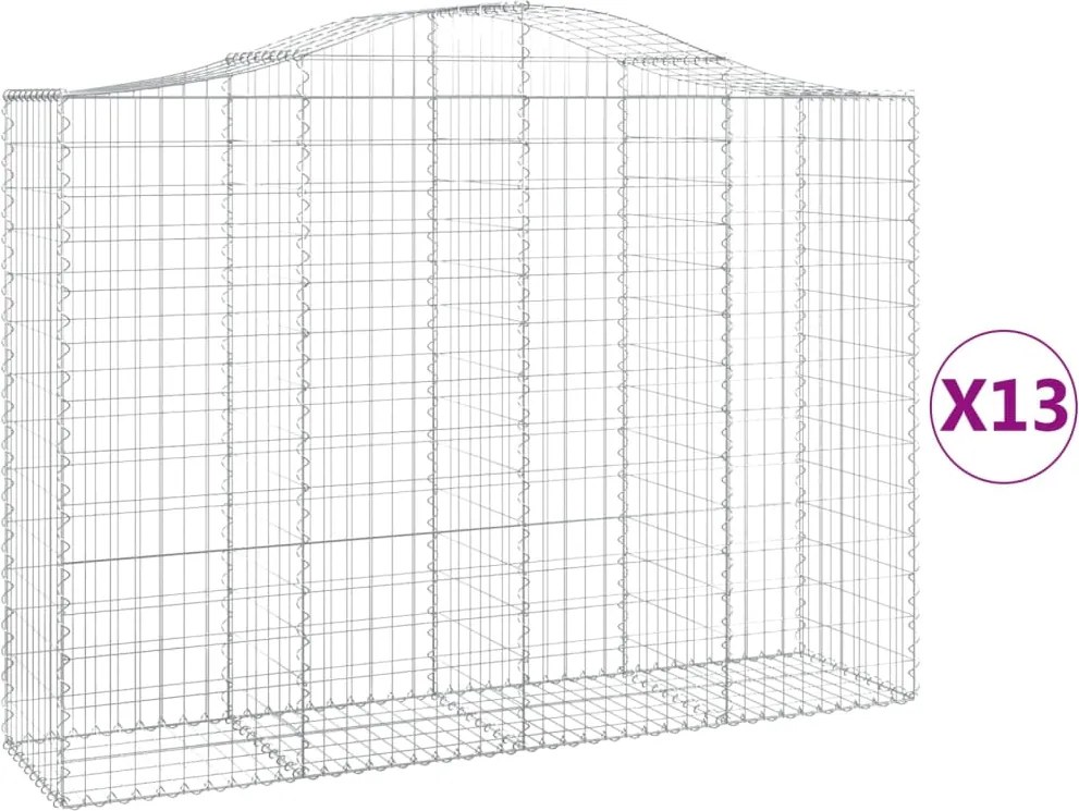 vidaXL 13 db íves horganyzott vas gabion kosár 200x50x140/160 cm