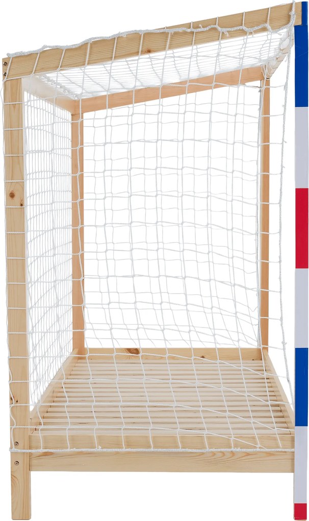 Montessori ágy, természetes/fehér/kék/piros, 90x200, FUTAL