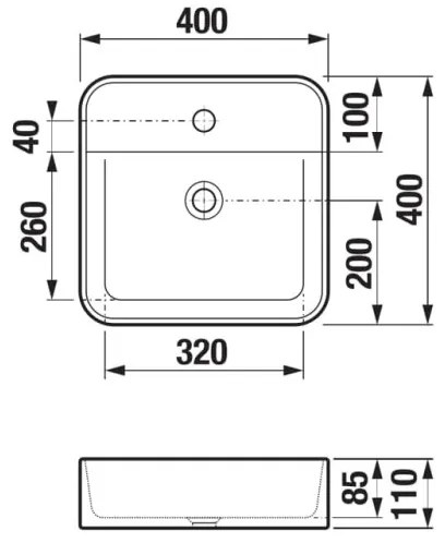 JIKA H8183610001111 - ASTRA 40x40 cm kerámia mosdó, fehér, pultba szerelhető