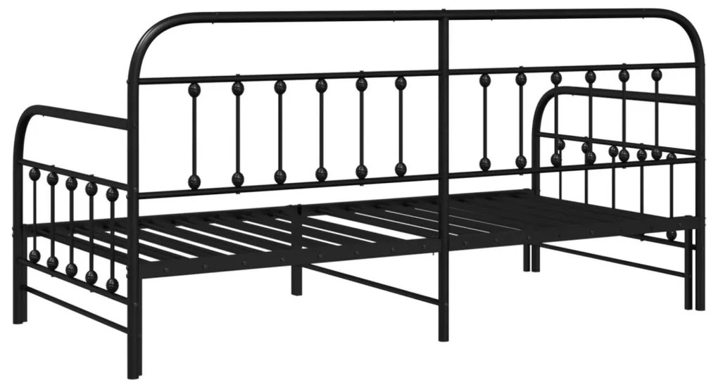 Napágy Keret Dívánnal Fekete 90x190 cm Acél