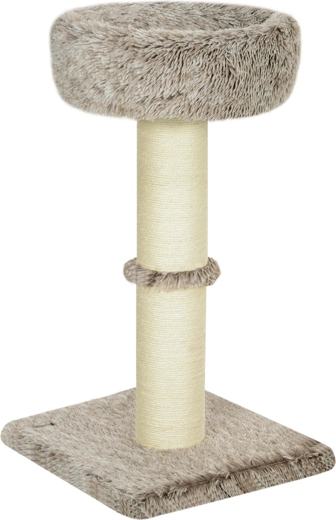 PawHut Macska Támfa 87 cm Magas Kiscica Tornyával, Ágyazott, Vastag Oszloppal, Zsuggózós Karcolóval, Kiscicák Számára 6 kg-ig, Belső Használatra, Barn