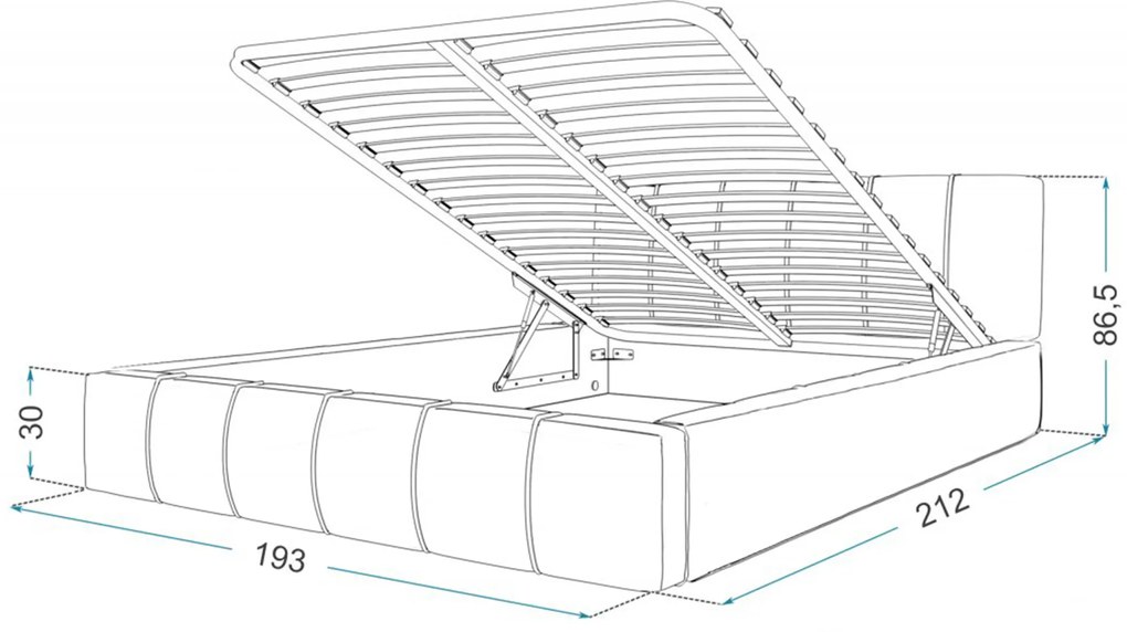 GM FIONA kárpitozott franciaágy ágyneműtartóval 180x200 - krémszín