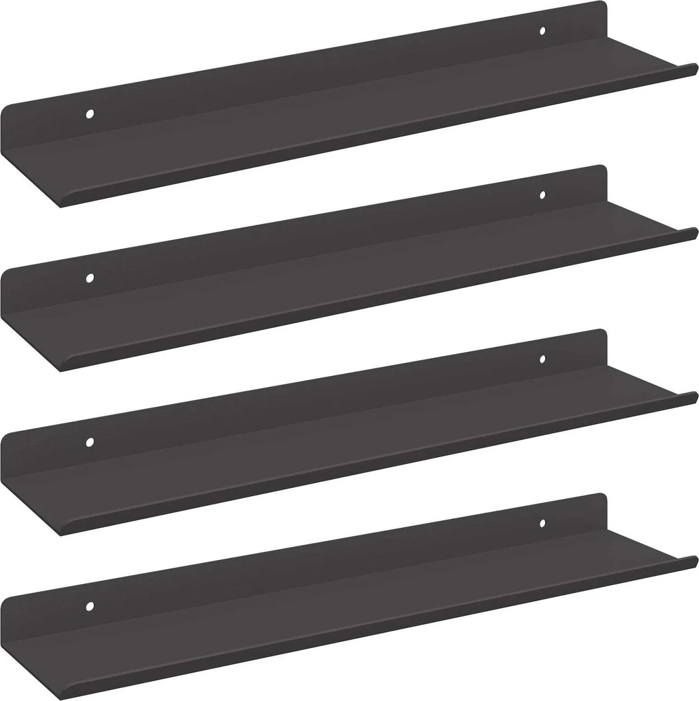 vidaXL Lebegő polc Falra szerelhető 4 pcs Fekete 40 x 9 x 2,5 cm Acél