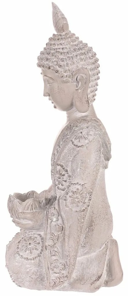 Dekoráció Buddha szobor térdelve, szürke,polirezin , 25 x 24 x 57 cm