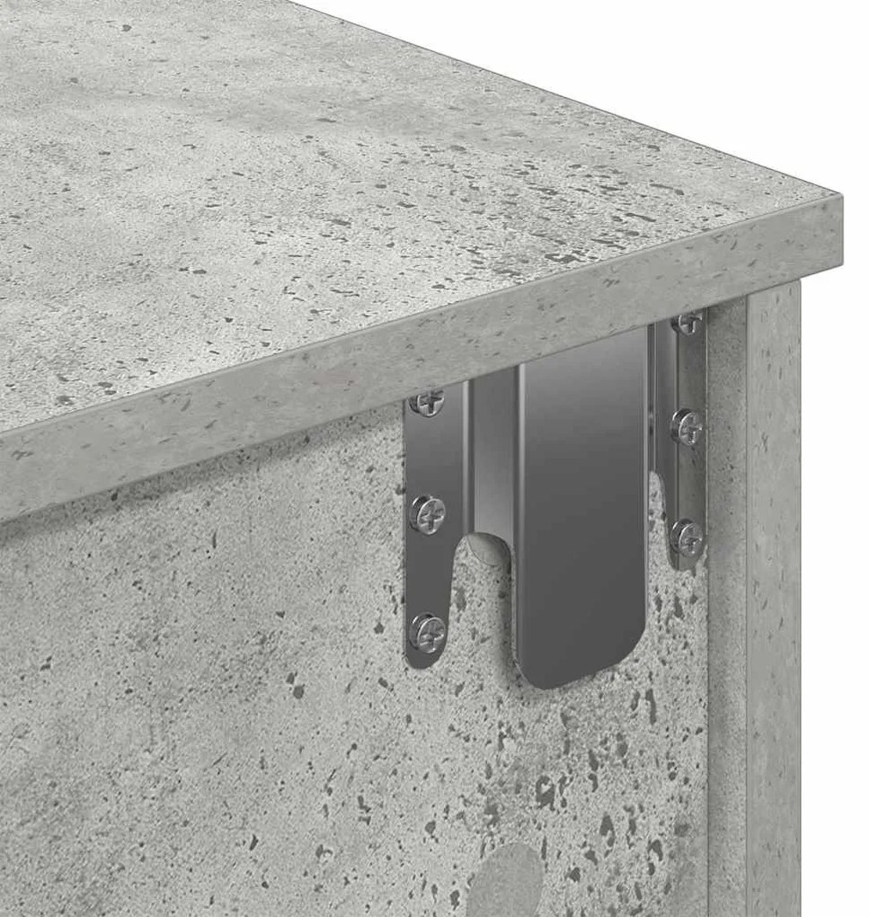 Falipolc fiókokkal betonszürke 80x31x17 cm műszaki fa